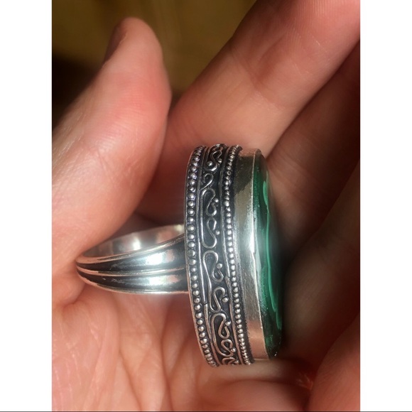 .925 stamped green malachite ring!!! - Picture 6 of 8